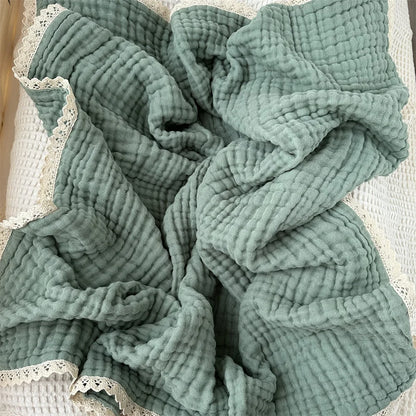 BABY HOUSE - Couverture de bébé 6 couches pour nouveau-né serviette de bain en mousseline d’emmaillotage coton recevoir couverture d’emmaillotage wrap dentelle langer literie pour nouveau-né