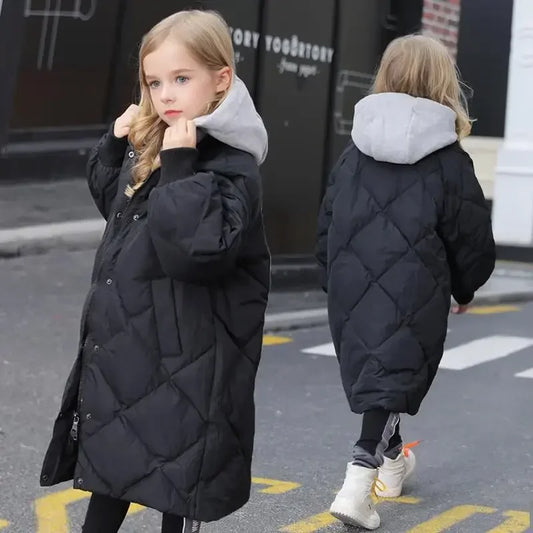 BABY HOUSE - Veste d’hiver en coton pour filles Longueur longue au genou d’hiver pour enfants Veste longue en coton coréenne pour garçons .