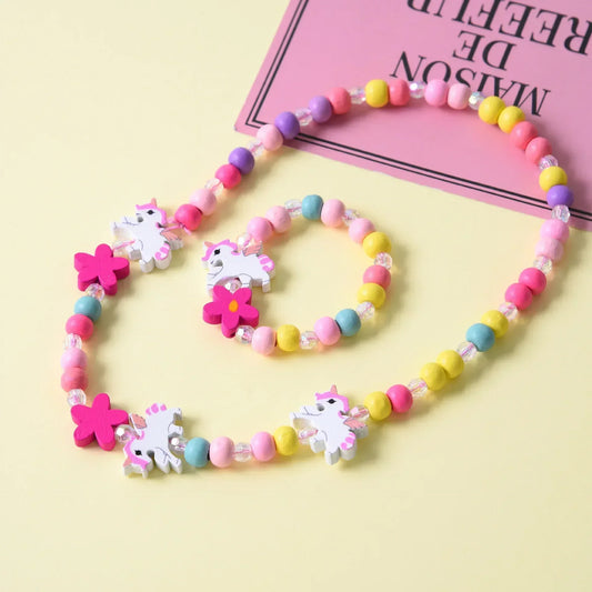 BABY HOUSE -  Fille Perles Jouets Collier + Bracelet Licorne Bébé Collier Fait Main Accessoires Princesse Enfants Cadeaux D’anniversaire