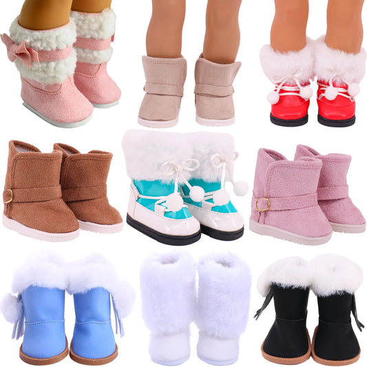 BABY HOUSE - Chaussures de poupée, bottines d'hiver en peluche pour poupée américaine de 18 pouces, filles de 43 Cm, accessoires pour nouveau-né, vêtements cadeaux de notre génération