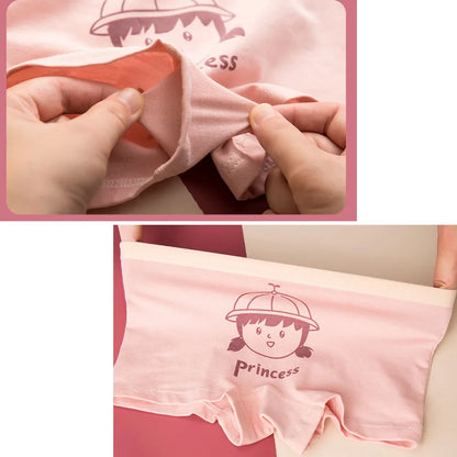 BABY HOUSE - Filles 4 Pcs/lot Sous-Vêtements Adolescents Culotte Boxers Bande Dessinée Imprimé Shorts pour Enfants 1-14Y Vêtements Pour Enfants Bébé Coton Slips