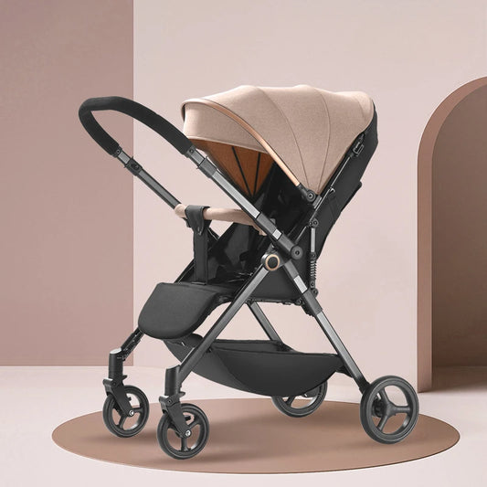 BABY HOUSE -  Poussette de bébé, poussette de bébé bidirectionnelle ultra légère pliable à quatre roues à amortisseur à quatre roues, chariot de bébé