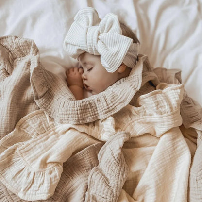 BABY HOUSE - INS couvertures d'emmaillotage en mousseline à volants pour bébé, literie pour nouveau-né, accessoires biologiques pour bébé, couverture de réception en coton pour nouveau-né