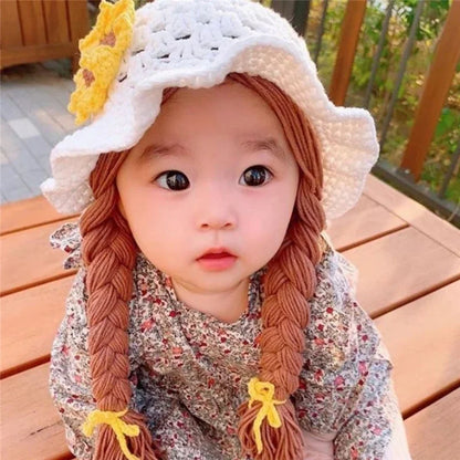 BABY HOUSE - Chapeau de perruque tricoté à la main, accessoires de photographie, pour filles , 1 à 6 ans.