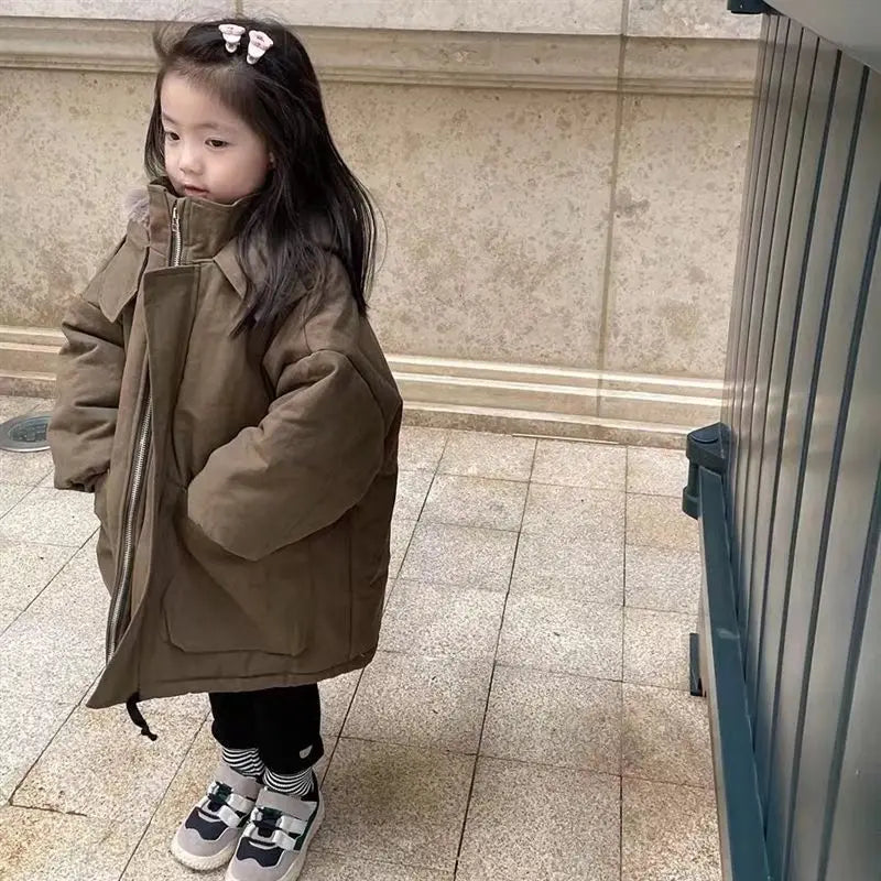 BABY HOUSE - Veste épaissie matelassée pour enfants Automne Hiver  Nouvelle version coréenne Vêtements en coton d’hiver en fourrure Hommes Femmes Veste d’hiver pour bébé