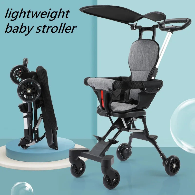 BABY HOUSE - Poussette légère pour bébé, chariot de voyage pliable disponible pour nouveau-né, siège bidirectionnel, chariot à quatre roues pour enfants