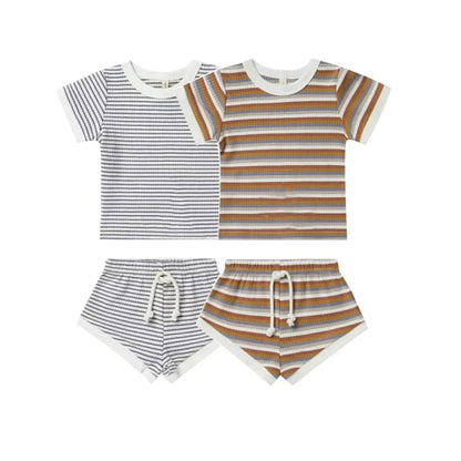 BABY HOUSE - Ensemble de vêtements pour bébés garçons et filles de 6 à 36 mois, ensemble 2 pièces en coton, vêtements d'été, haut rayé à manches courtes et Short, tenues mignonnes