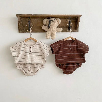 BABY HOUSE - Milancel  Été doublure de vêtements pour bébés set t-shirt à rayures et à floraison 2 pcs garçons costumes tenues