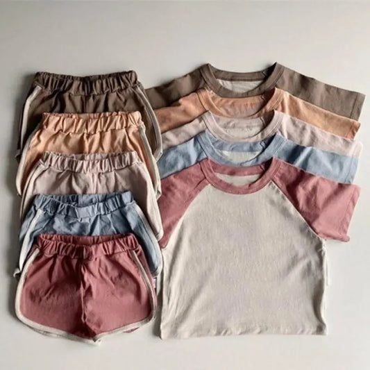 BABY HOUSE - Ensemble de vêtements pour bébés en coton, T-shirt à manches courtes + Short, costume 2 pièces pour enfants garçons et filles, vêtements décontractés