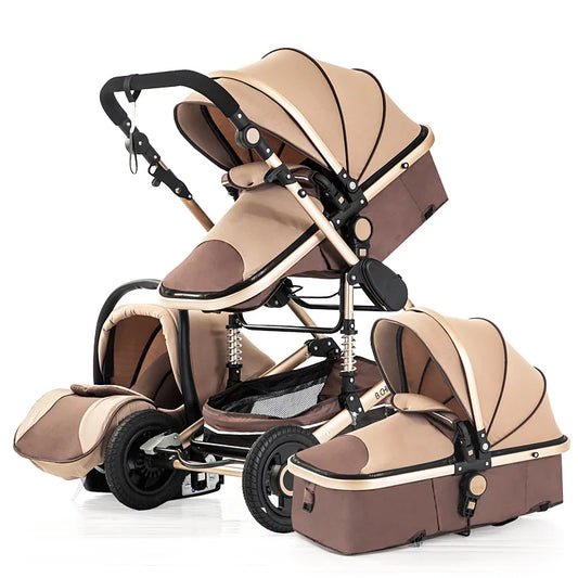 BABY HOUSE - 3 en 1 poussette pour bébé Poussette de luxe haut paysage bébé poussette portable pour bébé poussette multifonctionnelle Nouveau-né Carriage double face