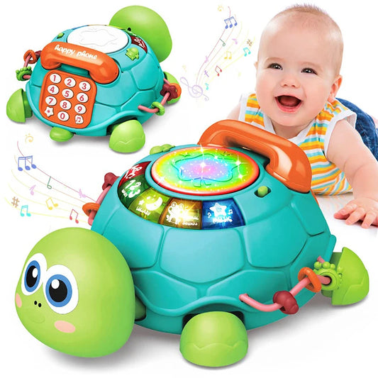 BABY HOUSE - Jouets pour bébés 6-18 mois Musique Tortue Rampant Lumière Son Musique Jouet Fille Garçon Apprentissage Précoce Jouets Éducatifs Infantile Enfant En Bas Âge Cadeaux
