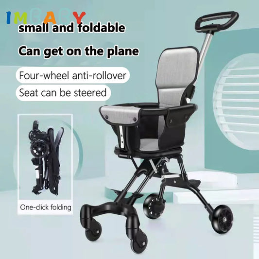 BABY HOUSE - Poussette légère pour bébé, chariot de voyage pliable disponible pour nouveau-né, siège bidirectionnel, chariot à quatre roues pour enfants