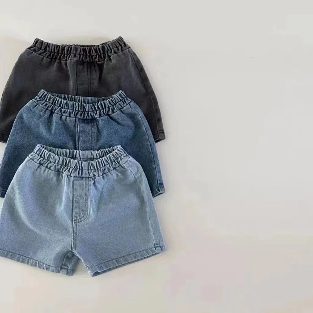 BABY HOUSE - Été nouveau bébé Denim Shorts solide garçons filles jean court enfant en bas âge poche pantalon infantile Shorts solide enfants vêtements