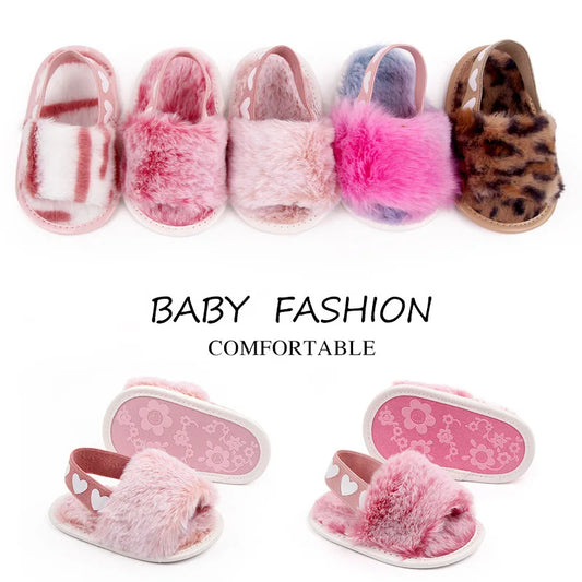 BABY HOUSE - Chaussures de bébé à semelle douce à rayures Faux Furs Chaussures pour bébé pour nouveau-né hiver hiver mignon bébé enfant Baby garçons filles chaussures