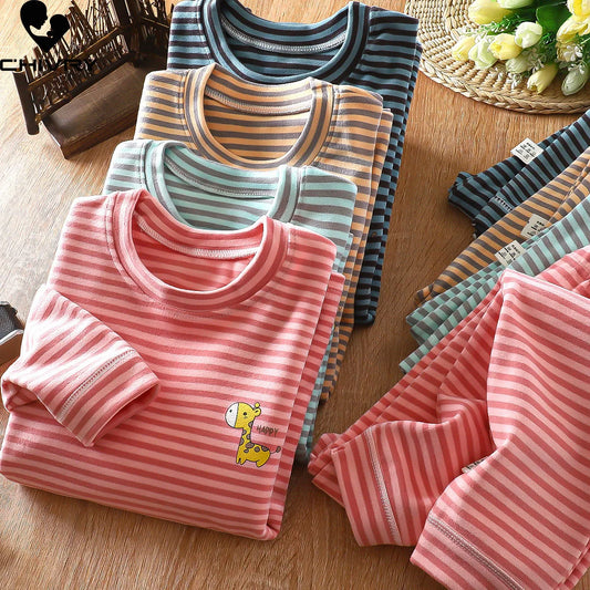 BABY HOUSE - Pyjama épais à rayures pour enfants, ensemble de vêtements de nuit pour bébés garçons et filles.