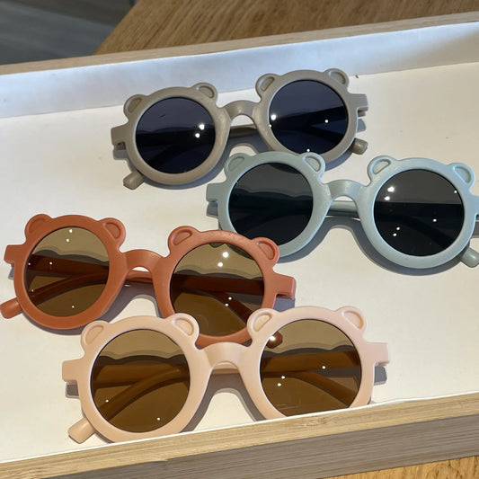 BABY HOUSE - Petit ours lunettes de soleil pour enfants dessin animé petites oreilles givrées lunettes à monture ronde lunettes de soleil pour bébé lunettes de Protection UV lunettes de soleil