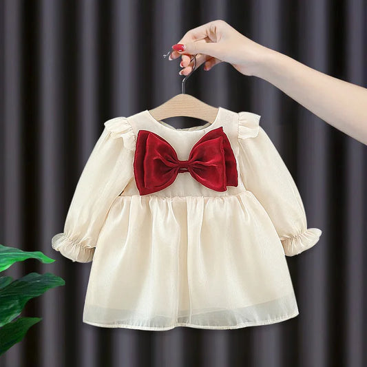 BABY HOUSE - NOUVELLON BÉBÉ GILLE Vêtements d'automne Portez Bow Princess Party Robes Robe for Toddler Girl Baby Vêtement