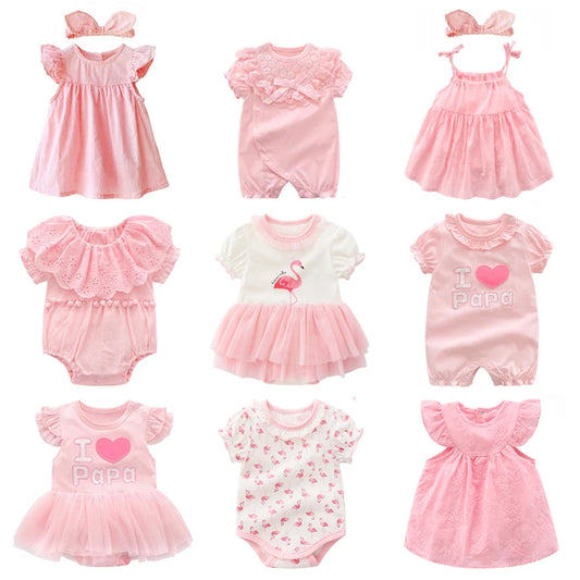 BABY HOUSE - Vêtements et robes d'été, ensemble de vêtements princesse rose, pour filles, de 0 à 3 mois.