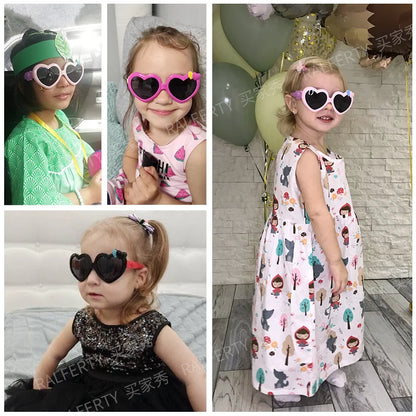 BABY HOUSE - Ralferty lunettes de soleil flexibles pour enfants lunettes pour filles lunettes polarisées anti-uv pour bébé lunettes de soleil en forme de coeur Oculos infantil
