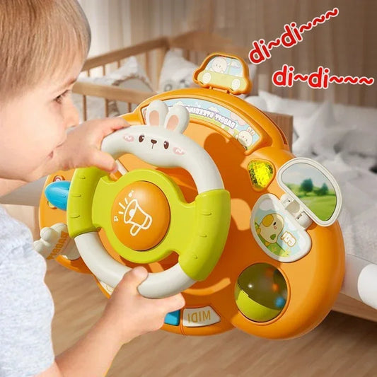 BABY HOUSE - Jouet électrique pour bébé de 0 à 36 mois, simulation de conduite de voiture, volant de poussette, lapin de dessin animé, jouets éducatifs précoces pour tout-petits