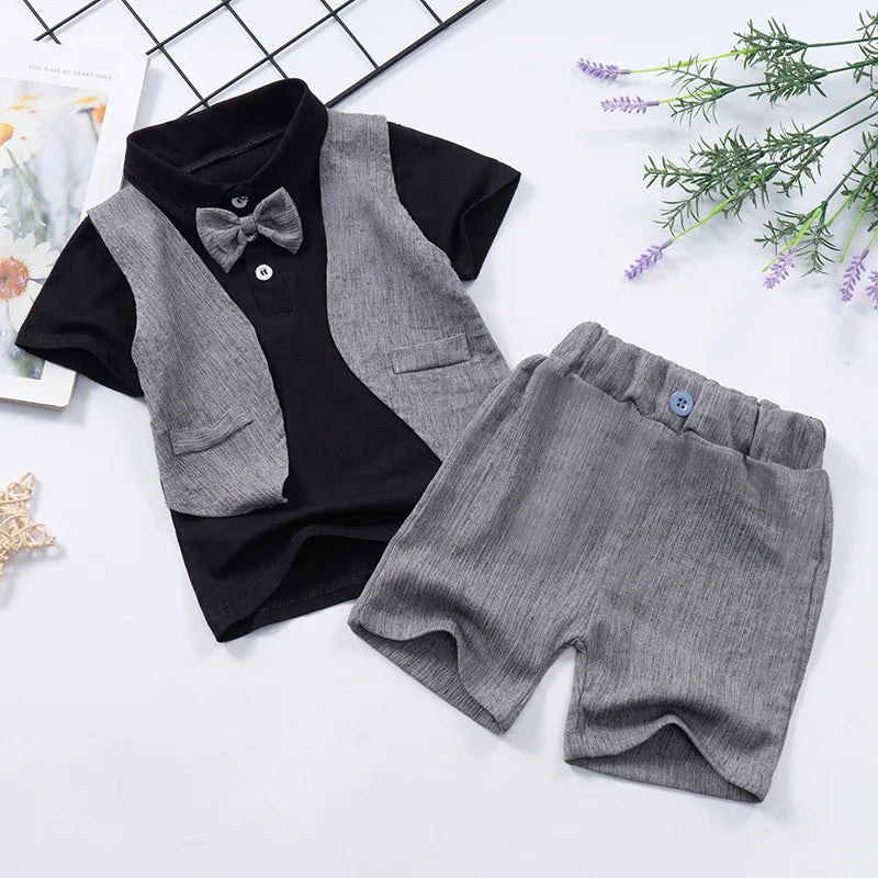 BABY HOUSE - IENENS Ensembles de vêtements d'été pour bébé garçon avec chemise à manches courtes et short pour fête d'anniversaire 1 2 3 4 ans
